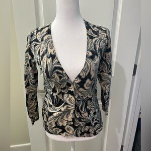 New York & Company V-Neck Button Front Cardigan 3/4 Sleeves Size Medium
